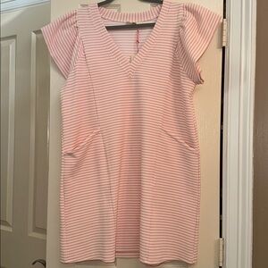 Entro Pink and White Striped Knit dress